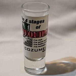 Cozumel Mexico Shot Glass with Red and Black Design